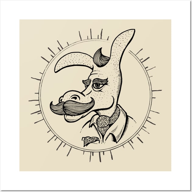 Hipster Donkey with mustache Wall Art by kalogerakis